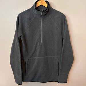Volcom Mens Medium Gray Fleece Pullover 1/4 Zip‎ Long Sleeve Jacket Pockets
